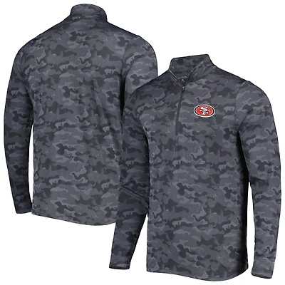 Sweat-shirt à fermeture éclair quart de tour Antigua Black San Francisco 49ers Brigade pour homme