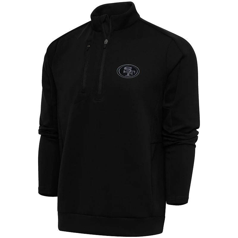 Pull zippé quart de tour pour homme, logo ton sur ton, Antigua Black San Francisco 49ers, grande taille