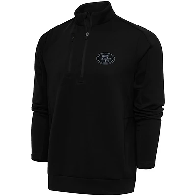 Pull zippé quart de tour pour homme, logo ton sur ton, Antigua Black San Francisco 49ers, grande taille