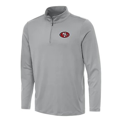 Men's Antigua Gray San Francisco 49ers Reprocess Quarter-Zip Top