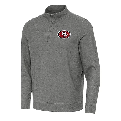 Haut à fermeture éclair discrète Antigua Heather Black pour homme des 49ers de San Francisco