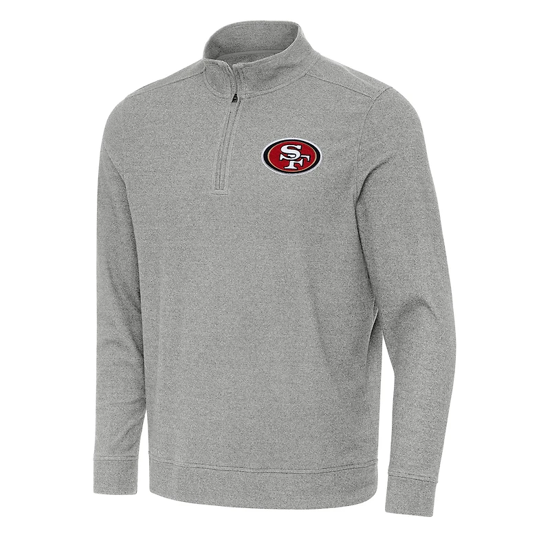 Haut à fermeture éclair discrète Antigua Heather Grey des 49ers de San Francisco pour homme