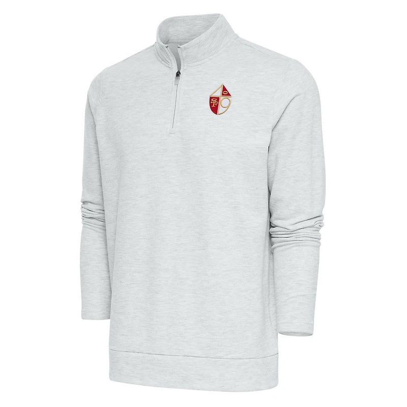 Pull-over à fermeture éclair quart de tour Gambit rétro avec logo l'équipe des 49ers San Francisco, gris chiné, pour homme