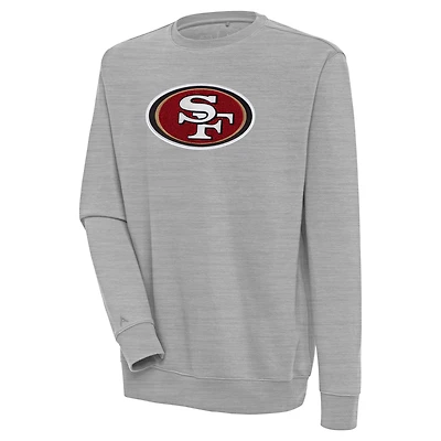 Men's Antigua  Heather Gray San Francisco 49ers Victory Crewneck Pullover Sweatshirt