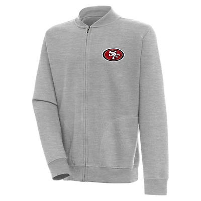 Veste zippée Victory Antigua Heather Grey pour homme des San Francisco 49ers