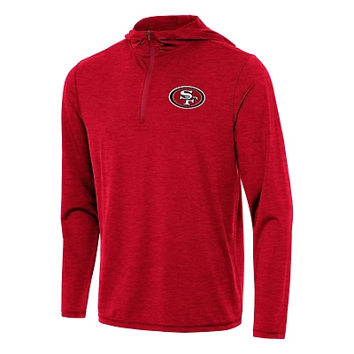 Sweat à capuche zippé quart de tour Antigua Heather Scarlet des San Francisco 49ers pour homme
