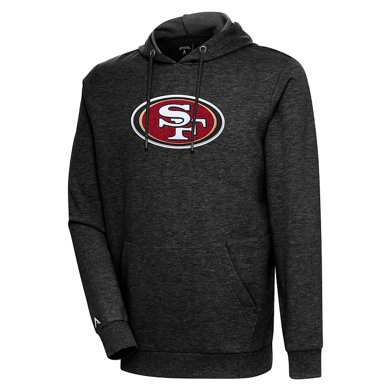 Sweat à capuche Action Chenille noir chiné Antigua pour homme des San Francisco 49ers