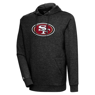 Sweat à capuche Action Chenille noir chiné Antigua pour homme des San Francisco 49ers