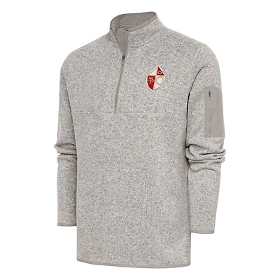 Veste à enfiler quart de zip Antigua Oatmeal pour homme des San Francisco 49ers