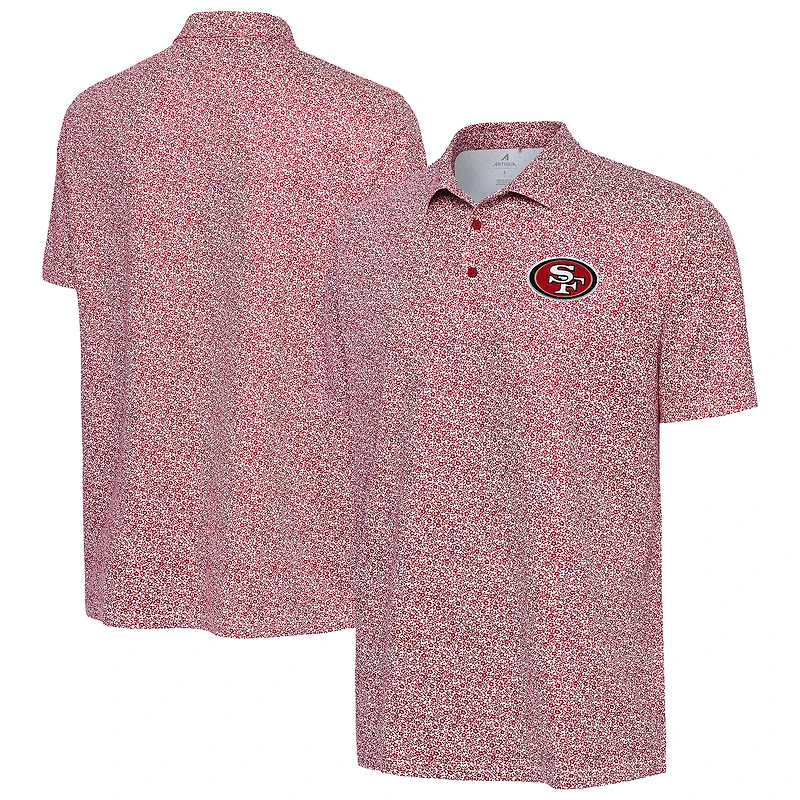 Polo à imprimé écarlate Antigua Scarlet Field Ditsy pour homme des 49ers de San Francisco
