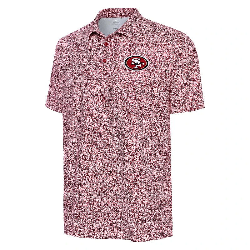 Men's Antigua Scarlet San Francisco 49ers Field Ditsy Polo