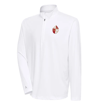 Pull-over blanc Antigua pour homme, logo rétro des 49ers de San Francisco, à fermeture éclair quart tour