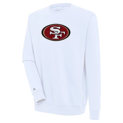 Men's Antigua  White San Francisco 49ers Victory Crewneck Pullover Sweatshirt