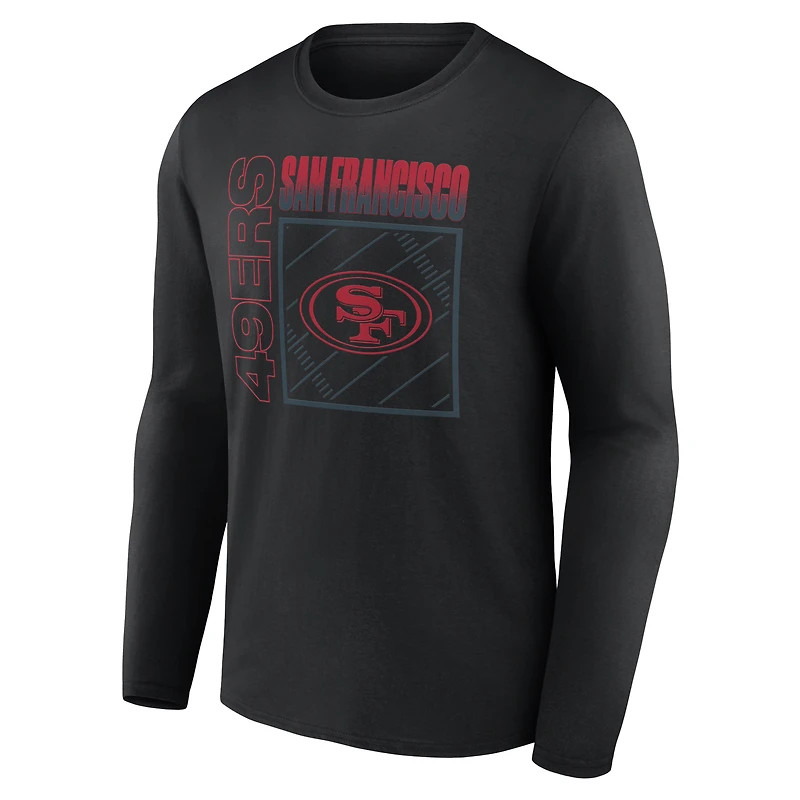 T-shirt à manches longues noir pour homme des 49ers de San Francisco, personnalisé avec nom et numéro, domicile