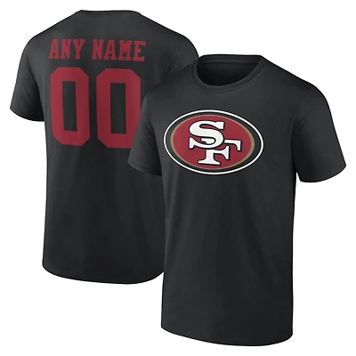 T-shirt noir authentique pour homme des 49ers de San Francisco, personnalisé avec nom et numéro.