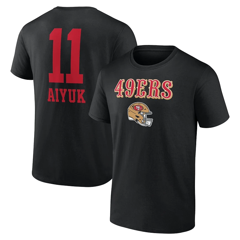 T-shirt noir pour homme Brandon Aiyuk avec nom et numéro de l'équipe des 49ers San Francisco