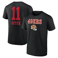 T-shirt noir pour homme Brandon Aiyuk avec nom et numéro de l'équipe des 49ers San Francisco