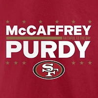 T-shirt pour homme Brock Purdy et Christian McCaffrey Scarlet, joueurs des 49ers de San Francisco