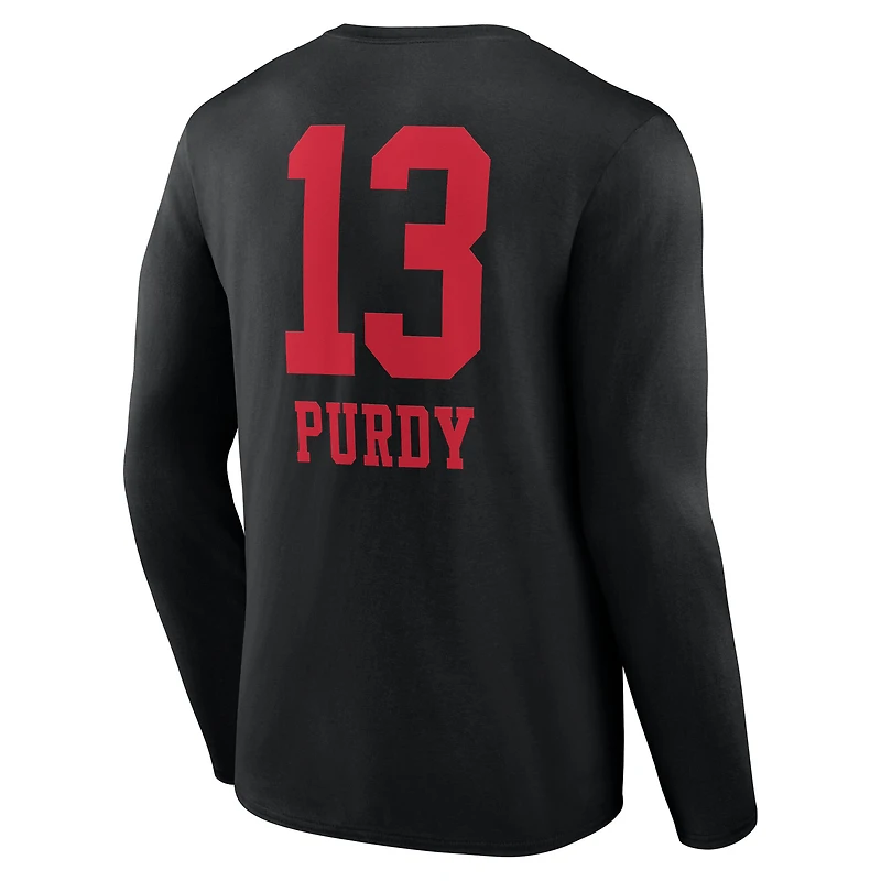 Men's Brock Purdy Black San Francisco 49ers Team Wordmark Name & Number Long Sleeve T-Shirt