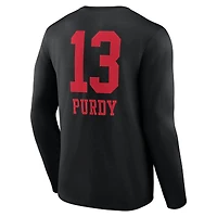 Men's Brock Purdy Black San Francisco 49ers Team Wordmark Name & Number Long Sleeve T-Shirt