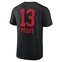 T-shirt noir Brock Purdy pour homme avec nom et numéro de l'équipe des 49ers San Francisco