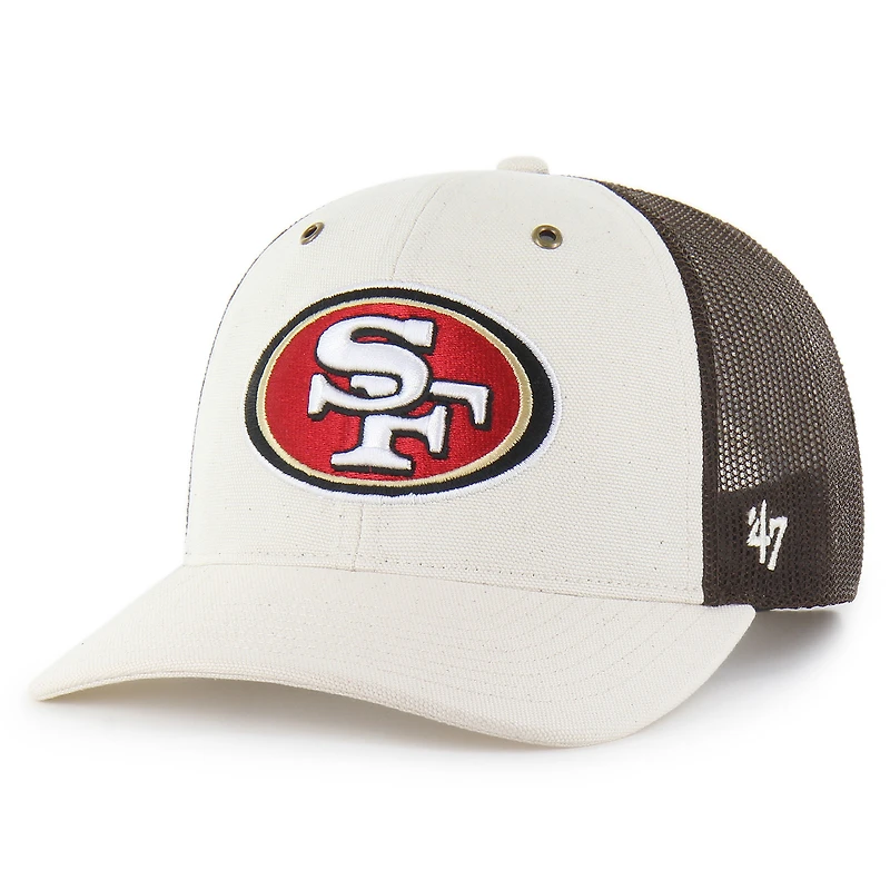 Men's Carhartt x '47 Natural/Brown San Francisco 49ers Undyed Trucker Adjustable Hat