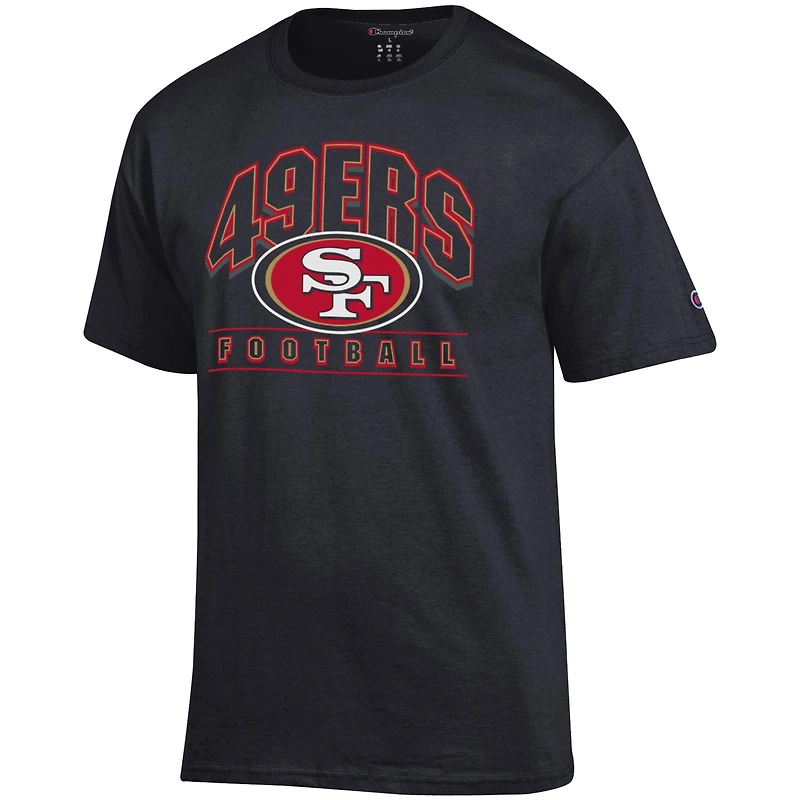 T-shirt de football noir Champion des 49ers San Francisco pour homme