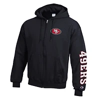 Sweat à capuche zippé Champion noir San Francisco 49ers en polaire Powerblend pour homme