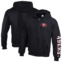 Men's Champion  Black San Francisco 49ers Powerblend Fleece Full-Zip Hoodie