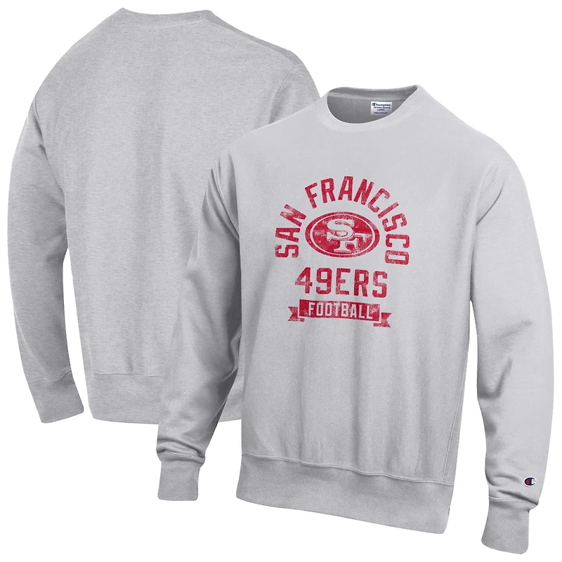 Sweat-shirt en polaire à tissage inversé Champion Heather Grey pour homme des 49ers de San Francisco
