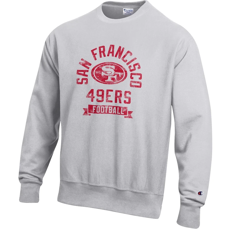 Sweat-shirt en polaire à tissage inversé Champion Heather Grey pour homme des 49ers de San Francisco