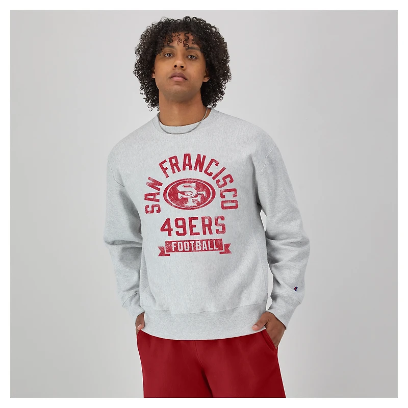 Sweat-shirt en polaire à tissage inversé Champion Heather Grey pour homme des 49ers de San Francisco