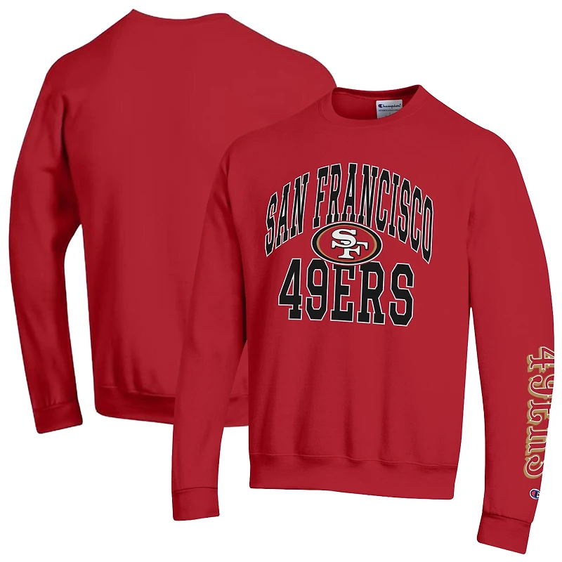 Men's Champion  Scarlet San Francisco 49ers Powerblend Fleece Sweatshirt