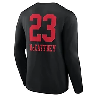 Men's Christian McCaffrey Black San Francisco 49ers Team Wordmark Name & Number Long Sleeve T-Shirt