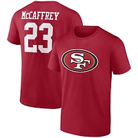 T-shirt Christian McCaffrey Scarlet pour homme, icône du joueur des 49ers de San Francisco