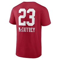 Men's Christian McCaffrey Scarlet San Francisco 49ers Team Wordmark Name & Number T-Shirt