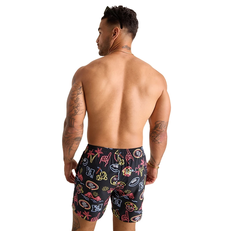 Maillot de bain classique doublé noir Chubbies des San Francisco 49ers, taille 5,5 pouces, The Neon