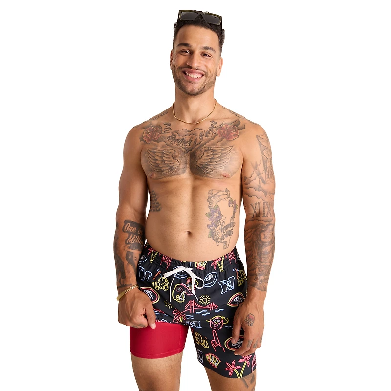 Maillot de bain classique doublé noir Chubbies des San Francisco 49ers, taille 5,5 pouces, The Neon