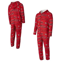 Men's Concepts Sport Scarlet San Francisco 49ers Shuffle All-Over-Print Microfleece Full-Zip Union Suit