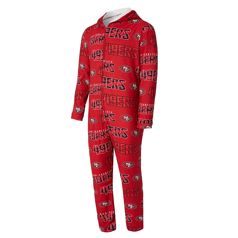 Men's Concepts Sport Scarlet San Francisco 49ers Shuffle All-Over-Print Microfleece Full-Zip Union Suit