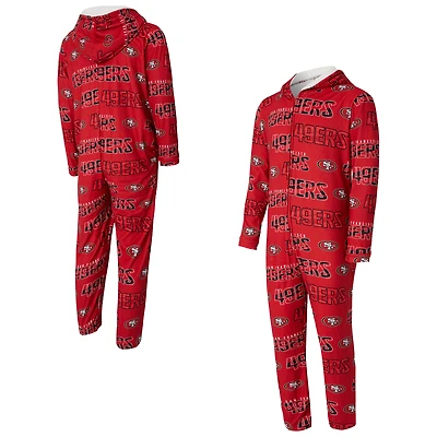 Men's Concepts Sport Scarlet San Francisco 49ers Shuffle All-Over-Print Microfleece Full-Zip Union Suit
