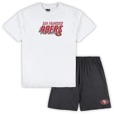 Men's Concepts Sport White/Charcoal San Francisco 49ers Big & Tall Top and Shorts Set