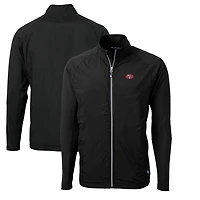 Veste hybride recyclée entièrement zippée Cutter & Buck noire San Francisco 49ers Adapt Eco Knit pour homme, coupe-vent et coupe-vent, grande taille