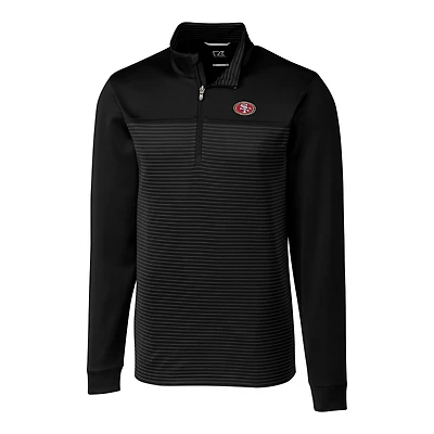 Veste à enfiler demi-zippée noire rayures Traverse pour homme Cutter & Buck des 49ers de San Francisco, grande et taille