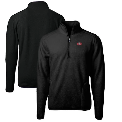Veste polaire Cascade Eco Sherpa noire pour homme Cutter & Buck, coupe-vent, style rétro, avec fermeture éclair quart de tour, des 49ers San Francisco