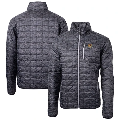 Men's Cutter & Buck Black San Francisco 49ers Helmet Rainier PrimaLoft Eco Insulated Printed Full-Zip Puffer Jacket