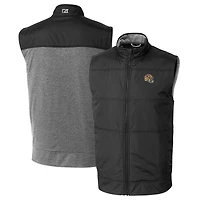 Gilet coupe-vent matelassé hybride Stealth noir pour homme Cutter & Buck des San Francisco 49ers, entièrement zippé