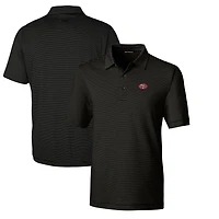Polo à rayures fines stretch noir Cutter & Buck pour homme, logo rétro des 49ers de San Francisco, grandes tailles.
