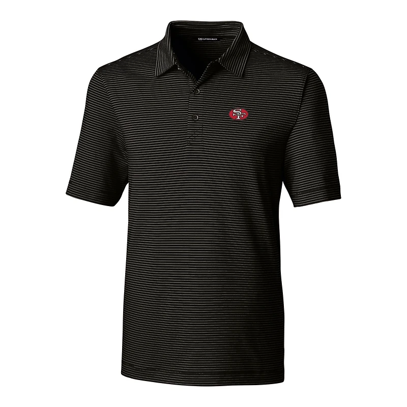 Polo à rayures fines stretch noir Cutter & Buck pour homme, logo rétro des 49ers de San Francisco, grandes tailles.