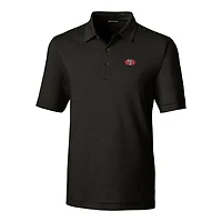 Polo à rayures fines stretch noir Cutter & Buck pour homme, logo rétro des 49ers de San Francisco, grandes tailles.